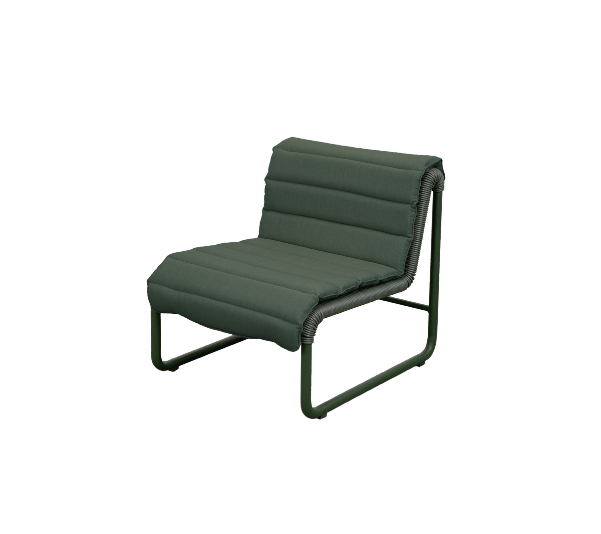 Moderne dunkelgrüne Lounge-Stuhl mit minimalistischer Gestaltung.