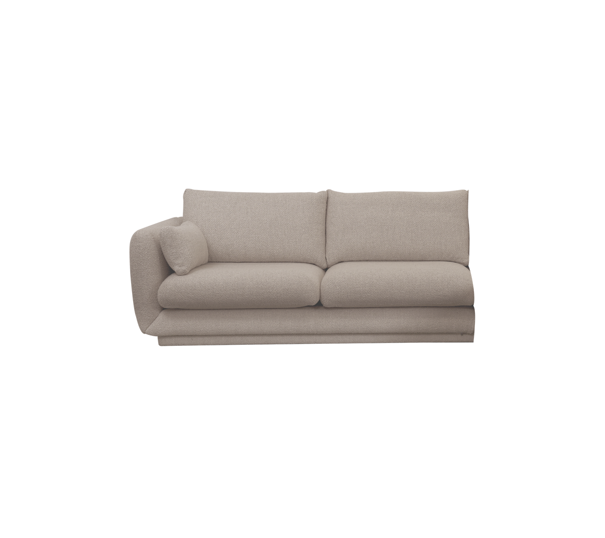 Hellbraunes modernes Sofa mit minimalistischer Gestaltung.
