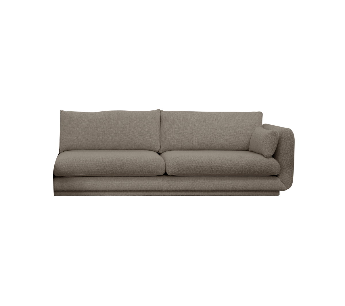 Hellbraunes modernes Sofa mit weichen Kissen für ein zeitgemäßes Lounge-Umfeld.