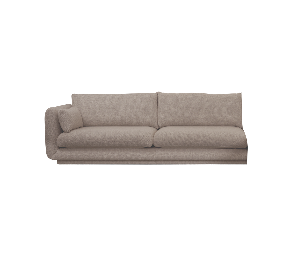 Hellbraune moderne Couch mit minimalistischem Design.