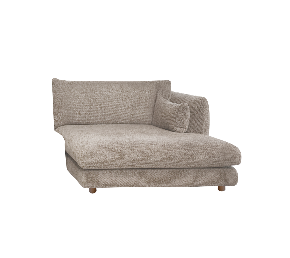 Hellbraune Chaiselongue mit minimalistischer Gestaltung.