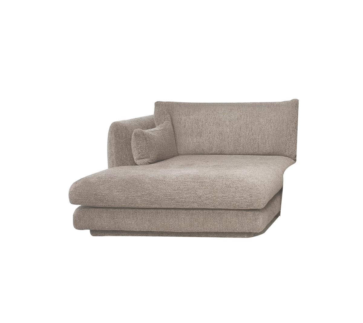 Hellbraune Chaiselongue mit einem einfachen und modernen Design.
