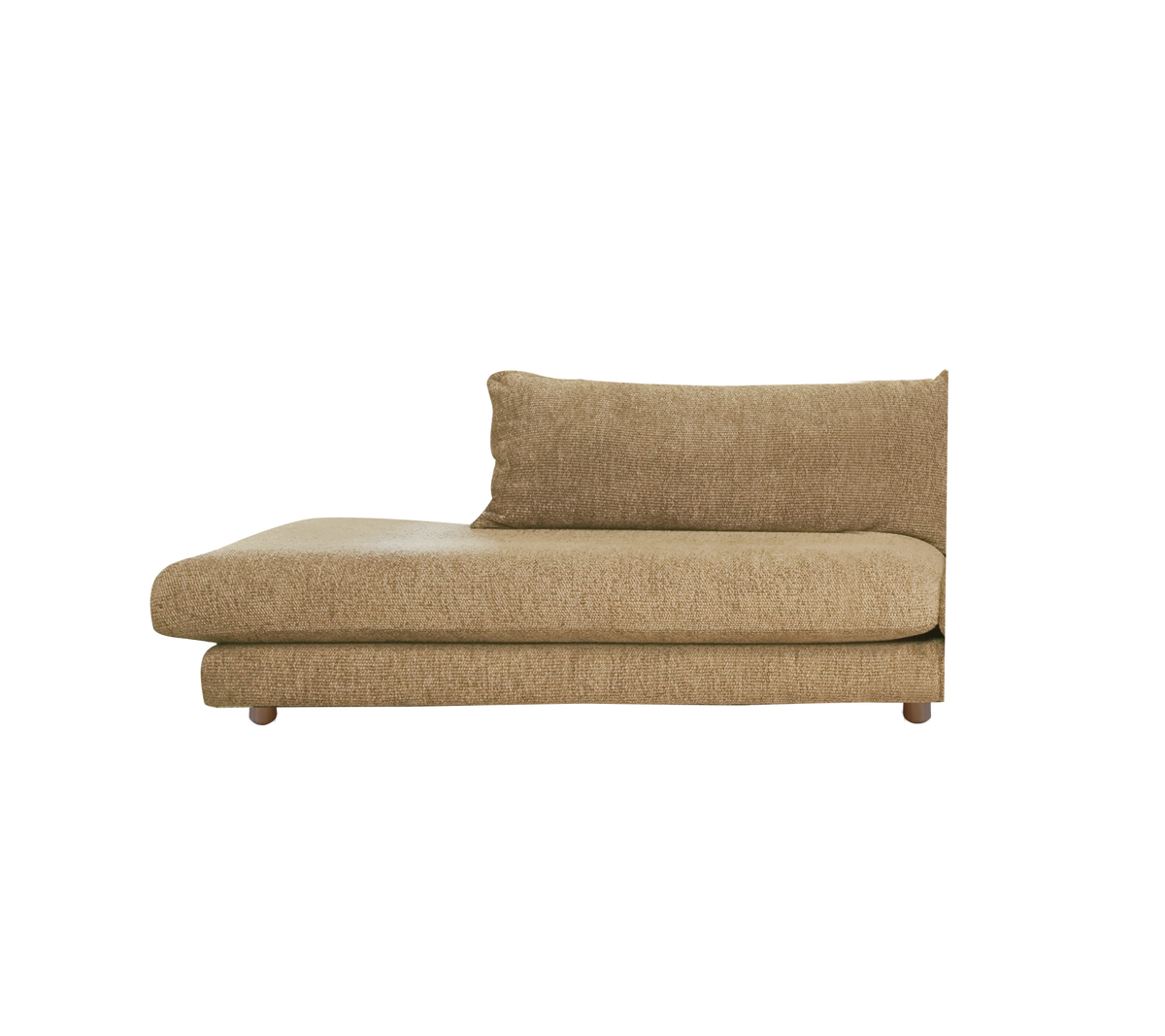 Hellbraune Chaiselongue mit einem einfachen, modernen Design.