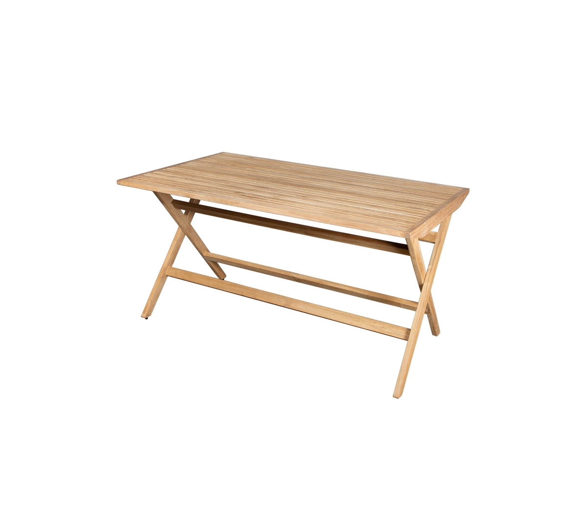 Hellauholztisch mit glatter Oberfläche und gekreuzten Beinen, geeignet für verschiedene Anwendungen.