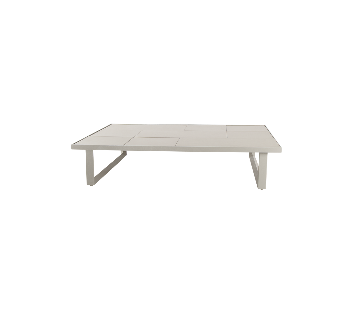 Modernes sandfarbenes Tisch mit einem minimalistischen Design.