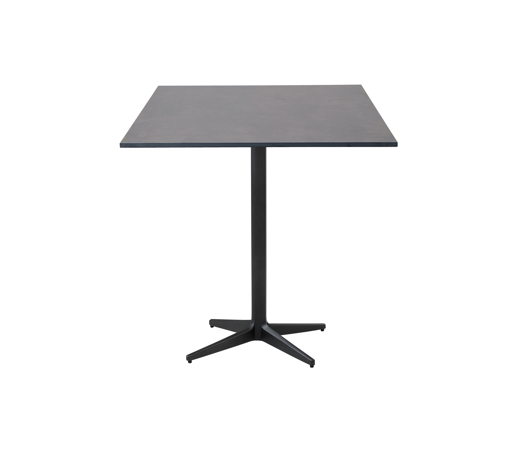 Modernes quadratisches Tisch mit einer eleganten Oberfläche und einem zentralen Säulenfuß, ideal für verschiedene Umgebungen und Zusammenkünfte.