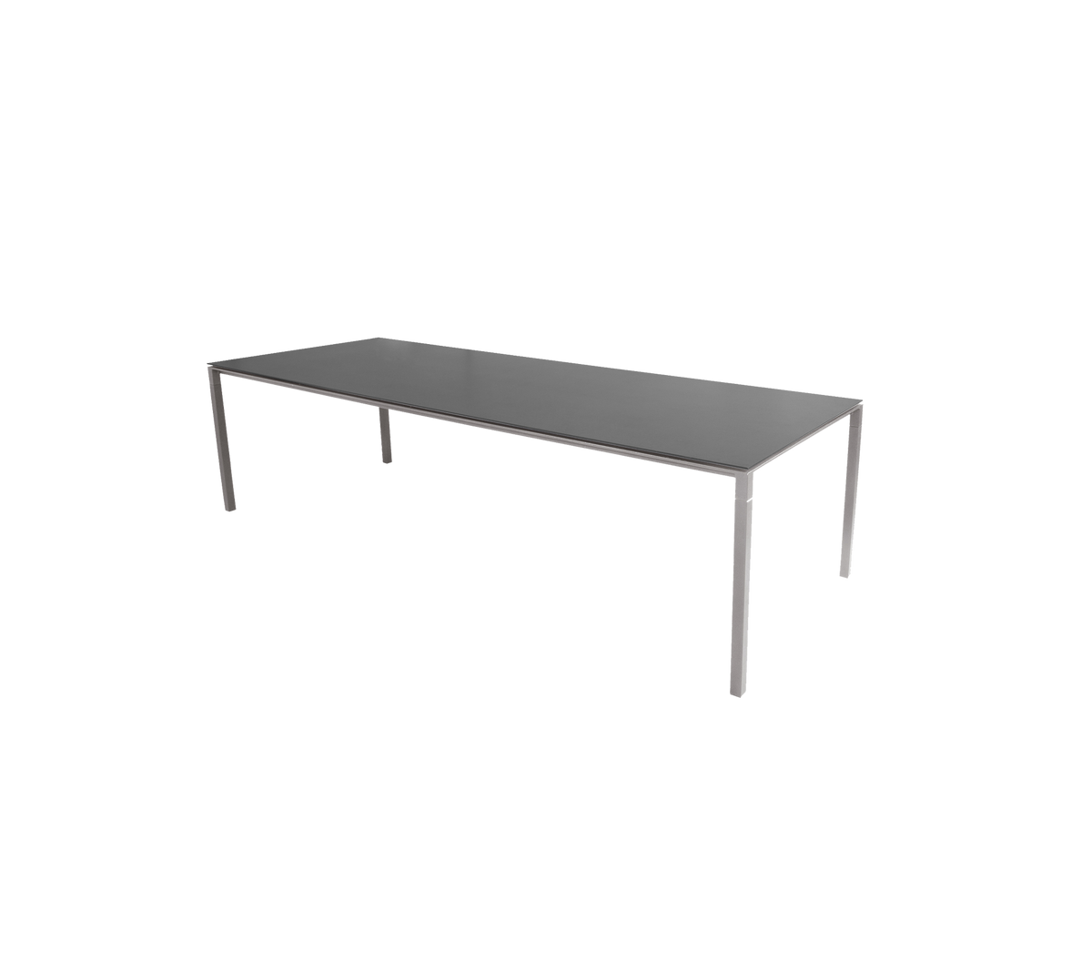 Ein schlanker, moderner Tisch mit einer flachen Oberfläche und stabilen Beinen, entworfen für vielseitige Verwendung in verschiedenen Umgebungen.