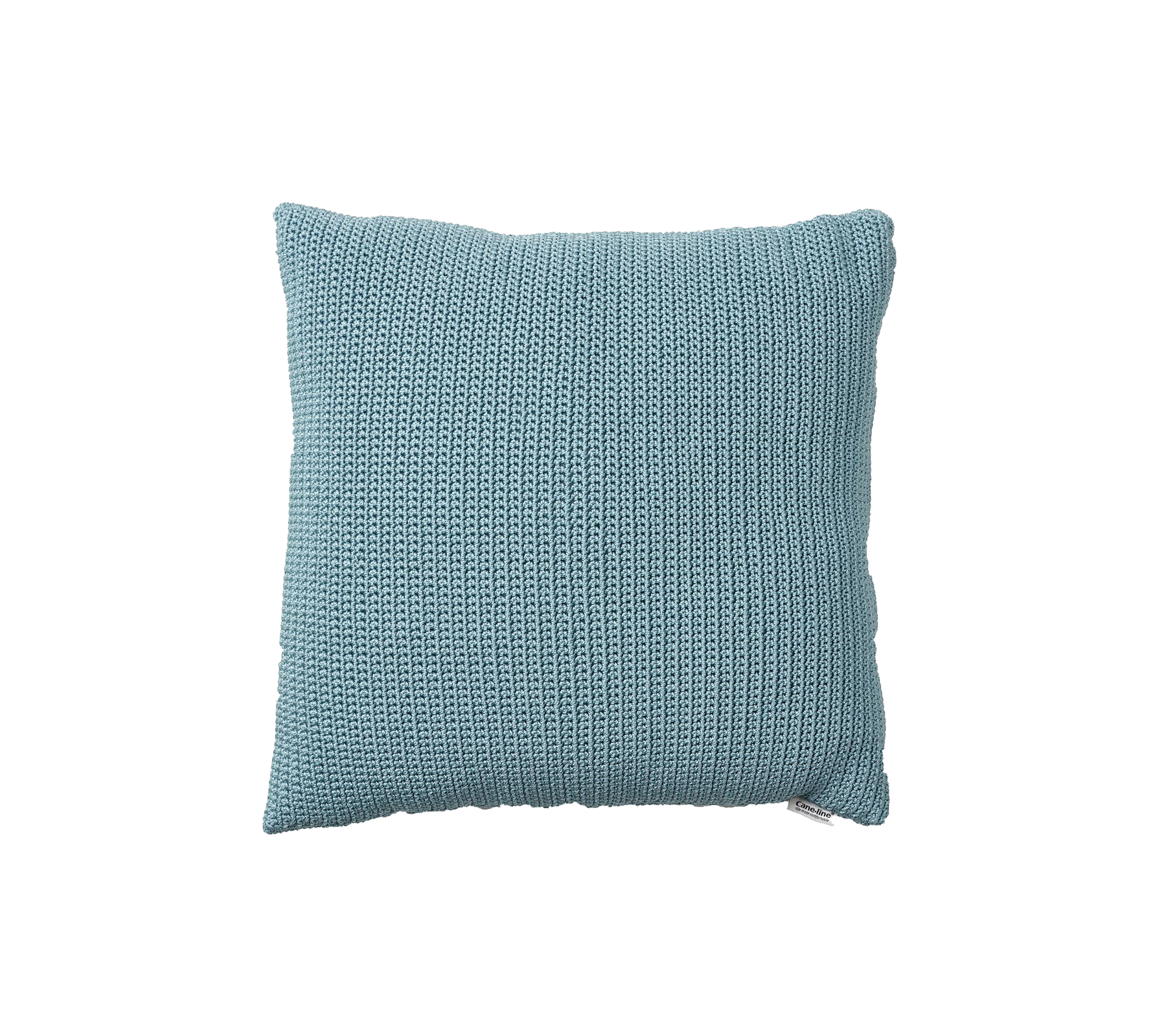Weiches, strukturiertes quadratisches Kissen in einem beruhigenden Blauton, perfekt, um jedem Raum Komfort und Stil zu verleihen.