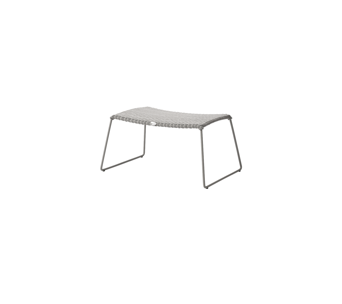 Grauer Tisch mit einer glatten, rechteckigen Oberfläche und minimalistischen Metallbeinen, entworfen für vielseitige Verwendung in verschiedenen Umgebungen.