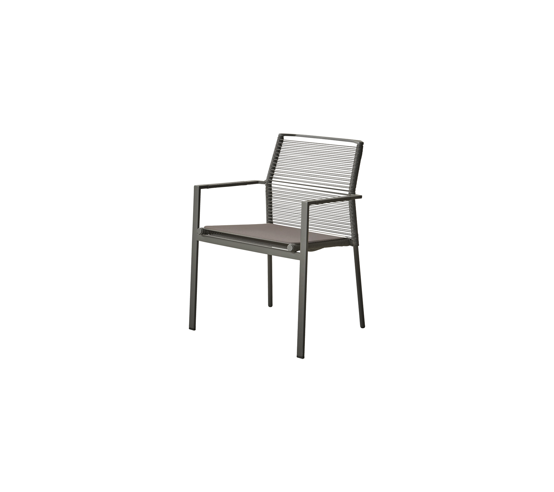 Stilvoller Stuhl mit modernem Design, ausgestattet mit einer Netzrückenlehne und schlanken Armlehnen, geeignet für verschiedene Umgebungen.