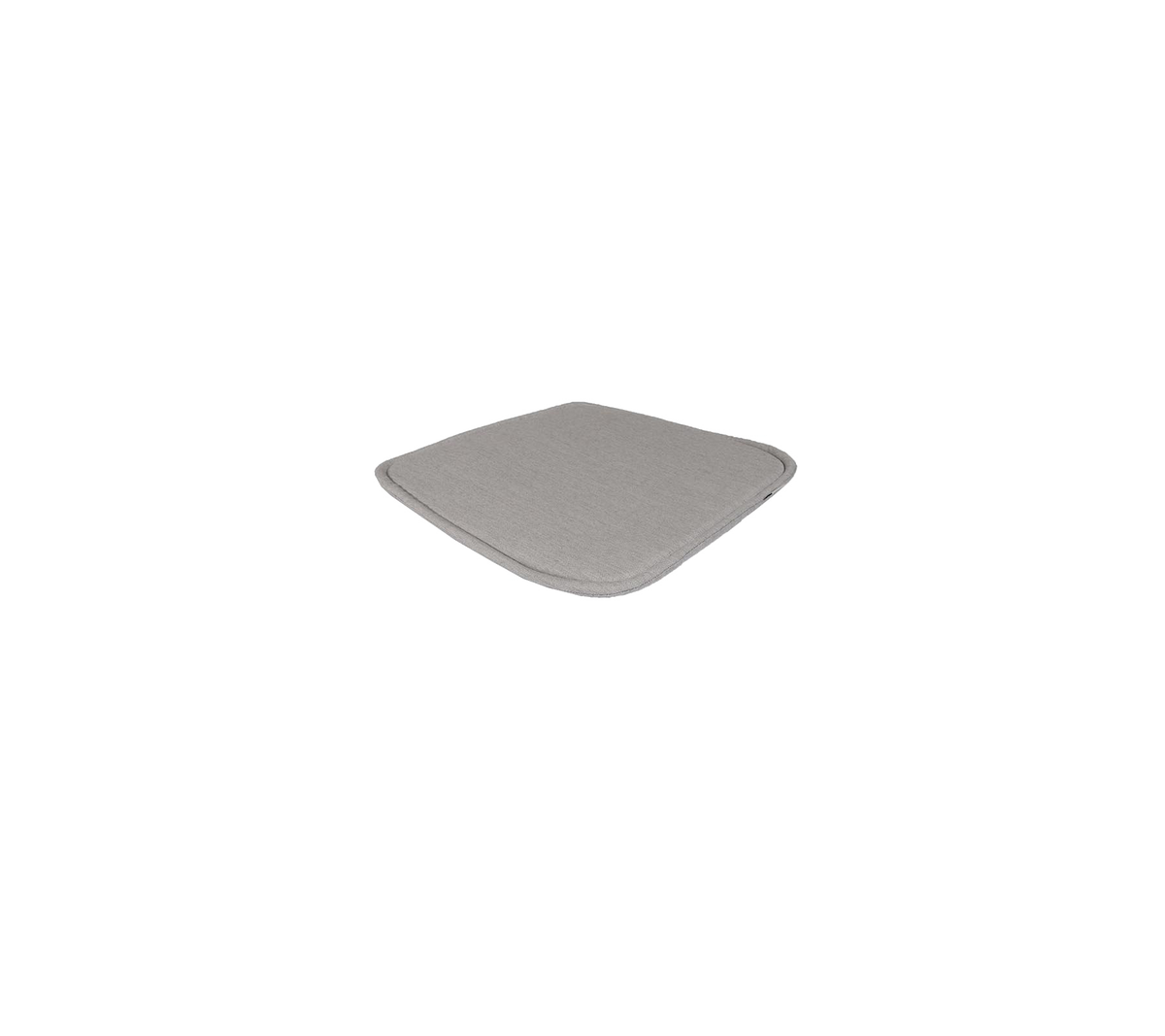 Ein einfaches, quadratisches Sitzkissen in hellgrau mit glatten Kanten und einem minimalistischen Design.