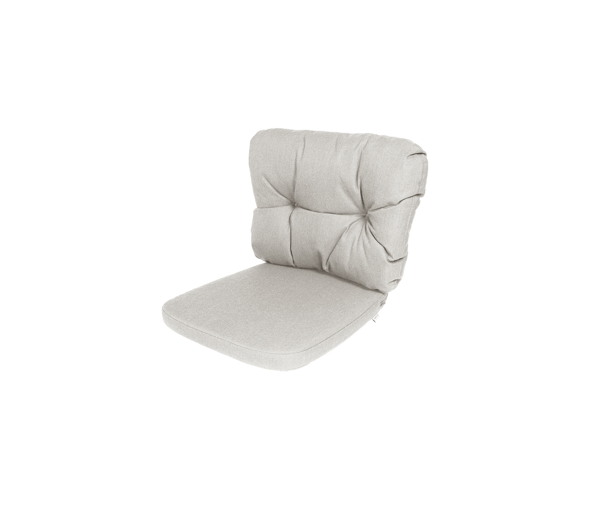 Bequames, hellfarbiges Kissen mit gepolstertem Design, geeignet für Sitzgelegenheiten, bietet Unterstützung und Stil. Ideal für verschiedene Sitzanordnungen.