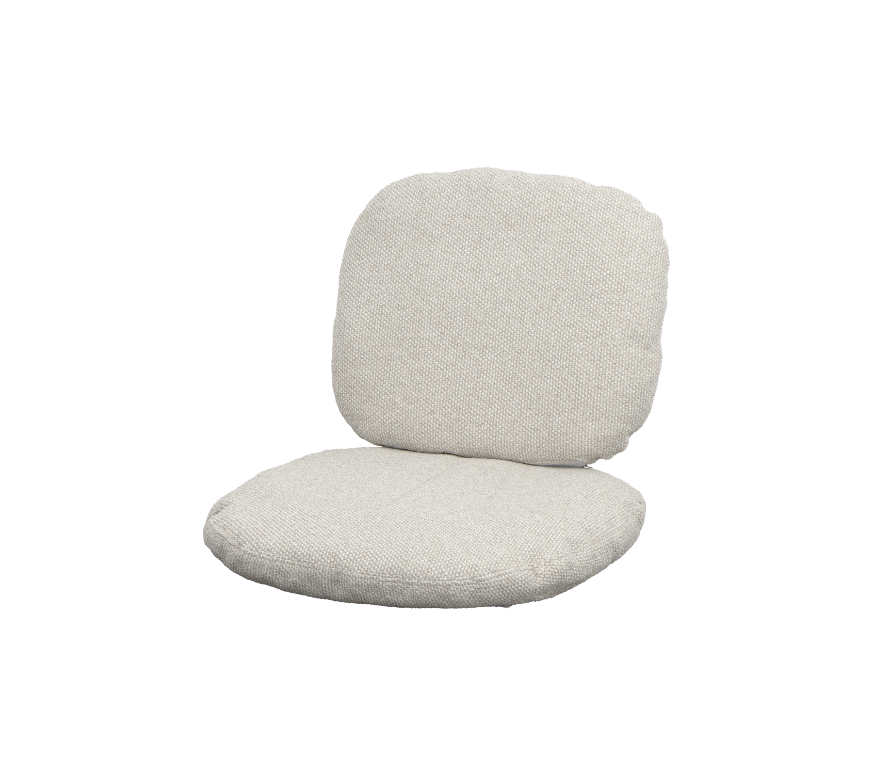 Ein weiches, beige Kissen mit einer abgerundeten Rückenlehne, entworfen für Komfort und lockeres Sitzen. Ideal zum Entspannen oder Relaxen.