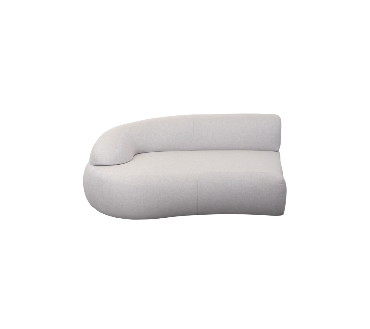Gekurvte, moderne Lounge-Sofa mit minimalistischer Gestaltung und weichem Stoff, der komfortable Sitzgelegenheiten bietet. Ideal für zeitgemäße Räume.