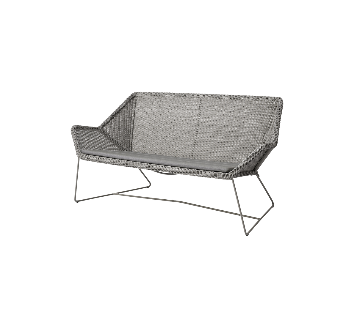 Stylische Zweisitzer-Couch mit modernem Design, die eine gewebte Textur und schlanke Metallbeine aufweist, perfekt zum Entspannen und für ästhetische Ansprüche.