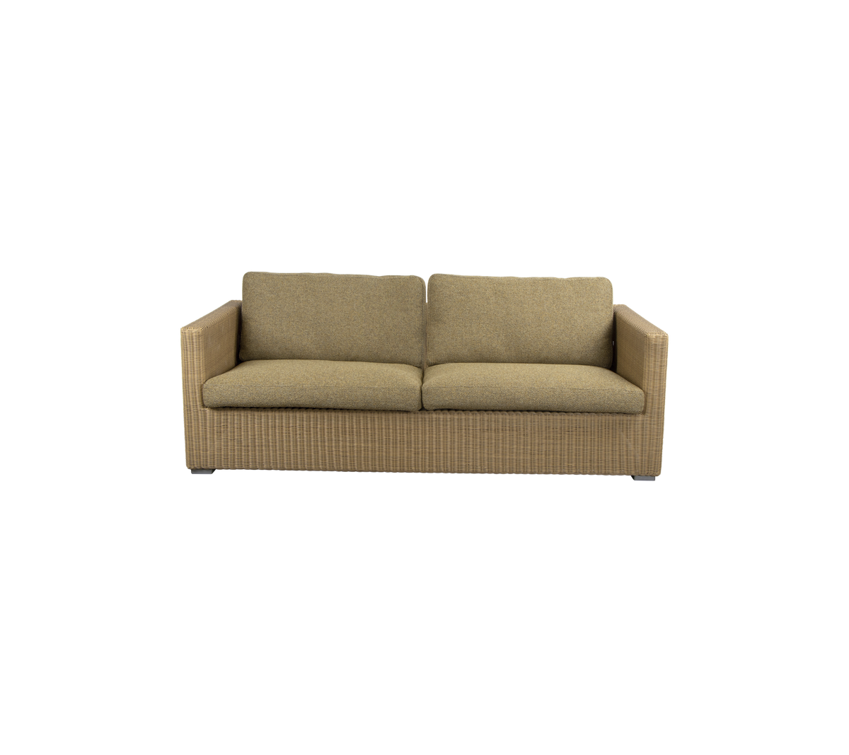 Gemütliches, modernes Sofa mit einem strukturierten Stoffdesign und weichen Kissen, perfekt zum Entspannen und für Komfort in jedem Raum.