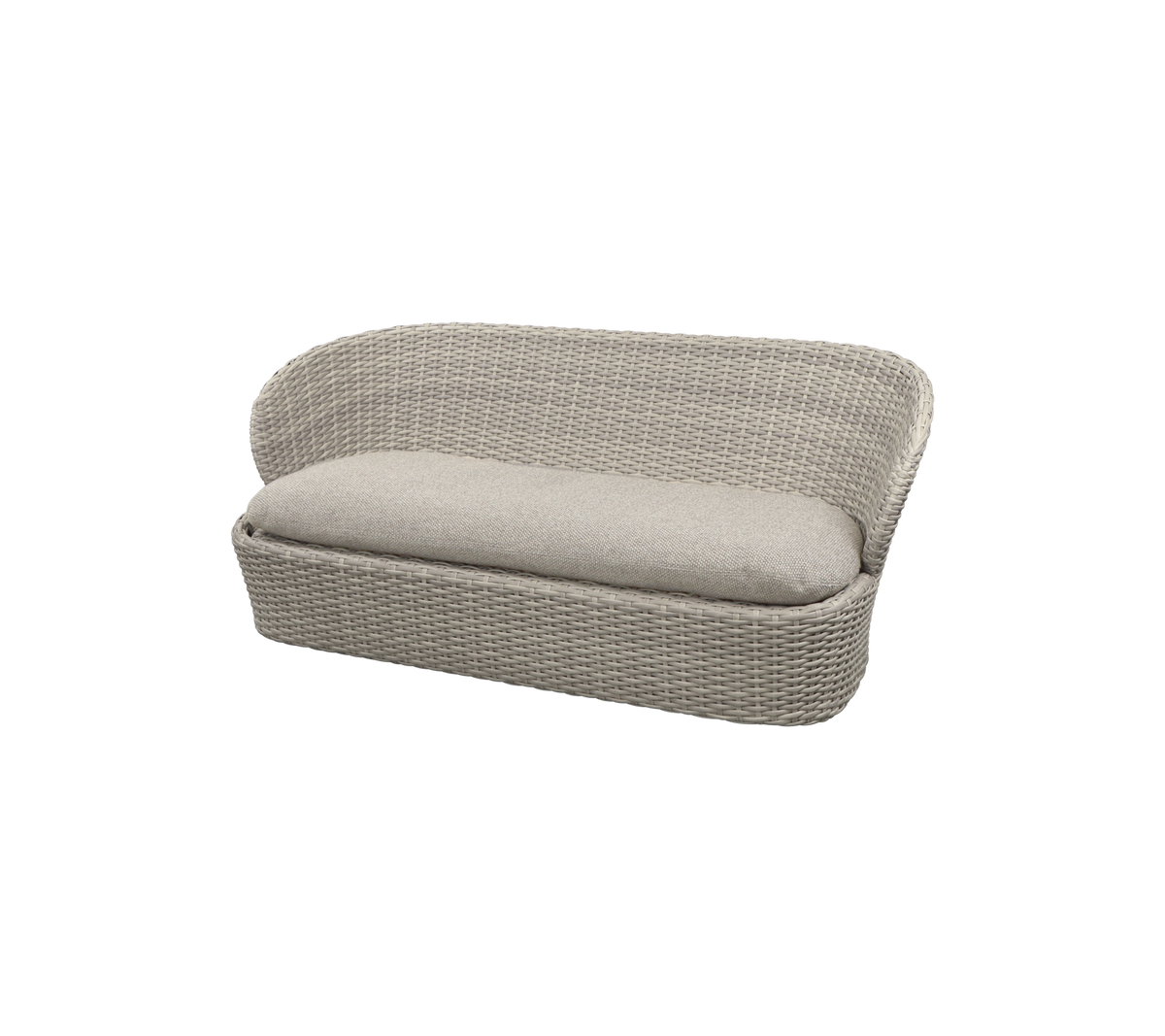 Stilvolles Zweisitzer-Sofa mit gewebtem Design und weichem Kissen, perfekt für komfortables Sitzen in jeder Umgebung.