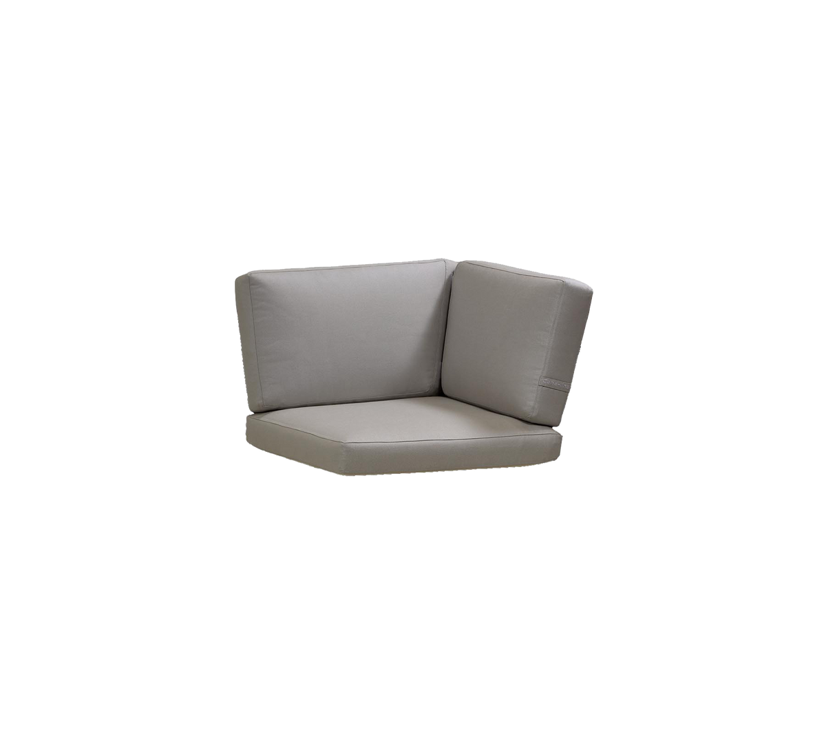 Ecksofa-Kissen aus weichem grauen Bezug, entworfen für Komfort und vielseitige Platzierung in verschiedenen Umgebungen.