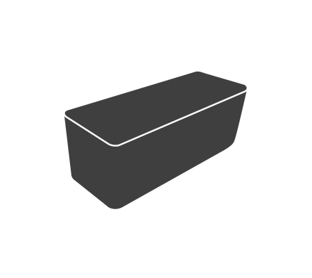 Rechteckiger Aufbewahrungsbehälter mit einer glatten Oberfläche und einem flachen Deckel, ideal zurOrganisation von Gegenständen.