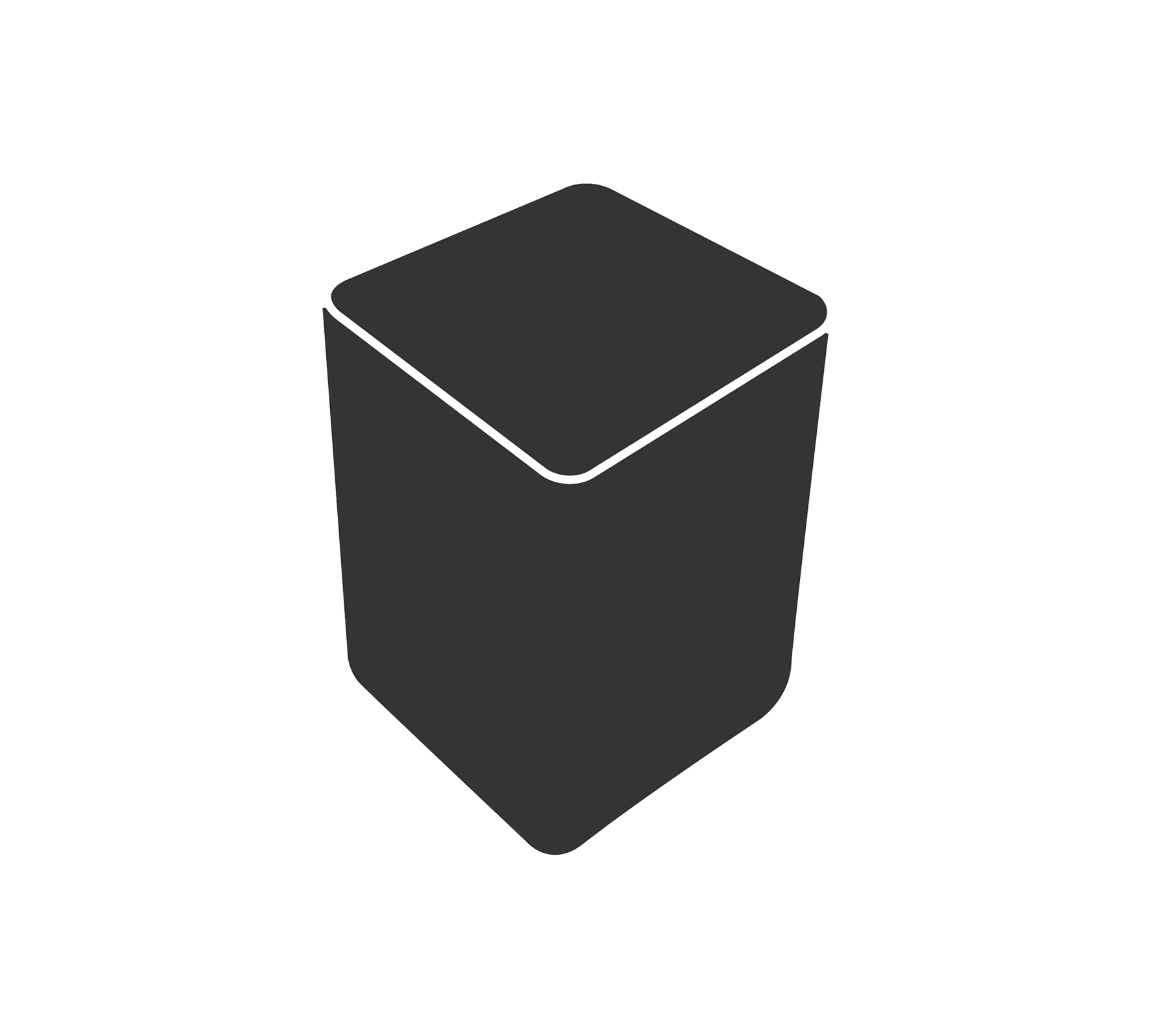Einfache geometrische Behälter mit sechseckiger Form und flacher Oberflächen. Geeignet für verschiedene Lagerzwecke.