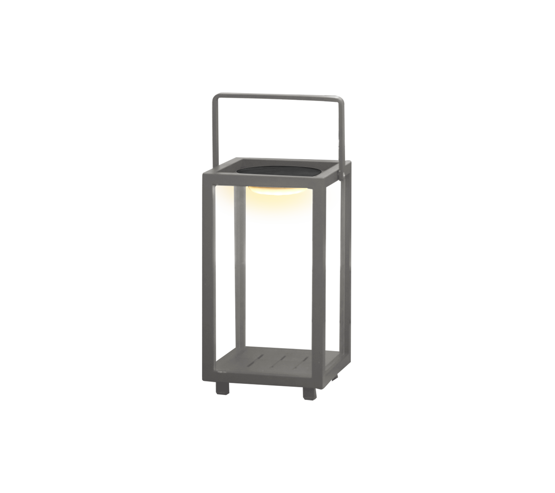Eine moderne LED-Laterne mit einem schlanken Design und einem Griff, die stilvolle Beleuchtung in jeder Umgebung bietet.