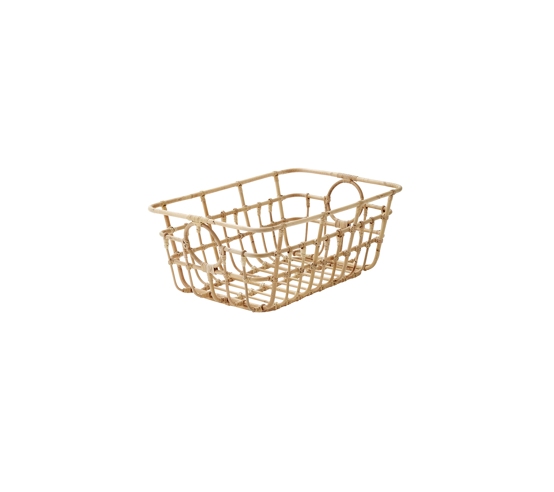 Ein leichter Holzwarenkorb mit offenem Design, ideal zur Organisation kleiner Gegenstände oder als dekorativer Behälter.
