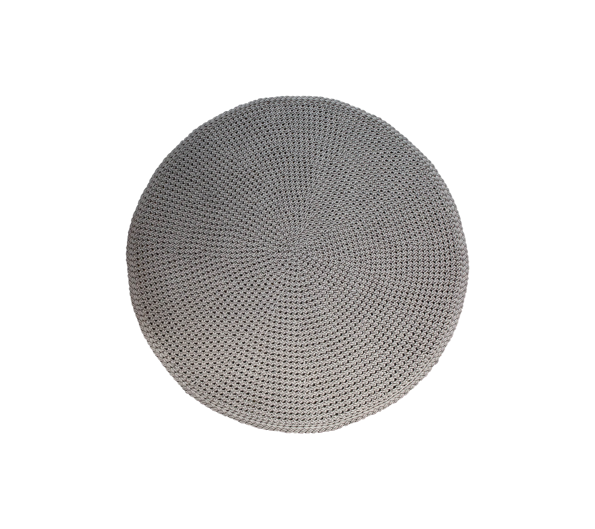 Runder taupe Teppich, 200 cm Durchmesser, mit strukturiertem Oberflächen- und mittlerem Flechtmuster, hergestellt aus Cane-line Soft Rope.
