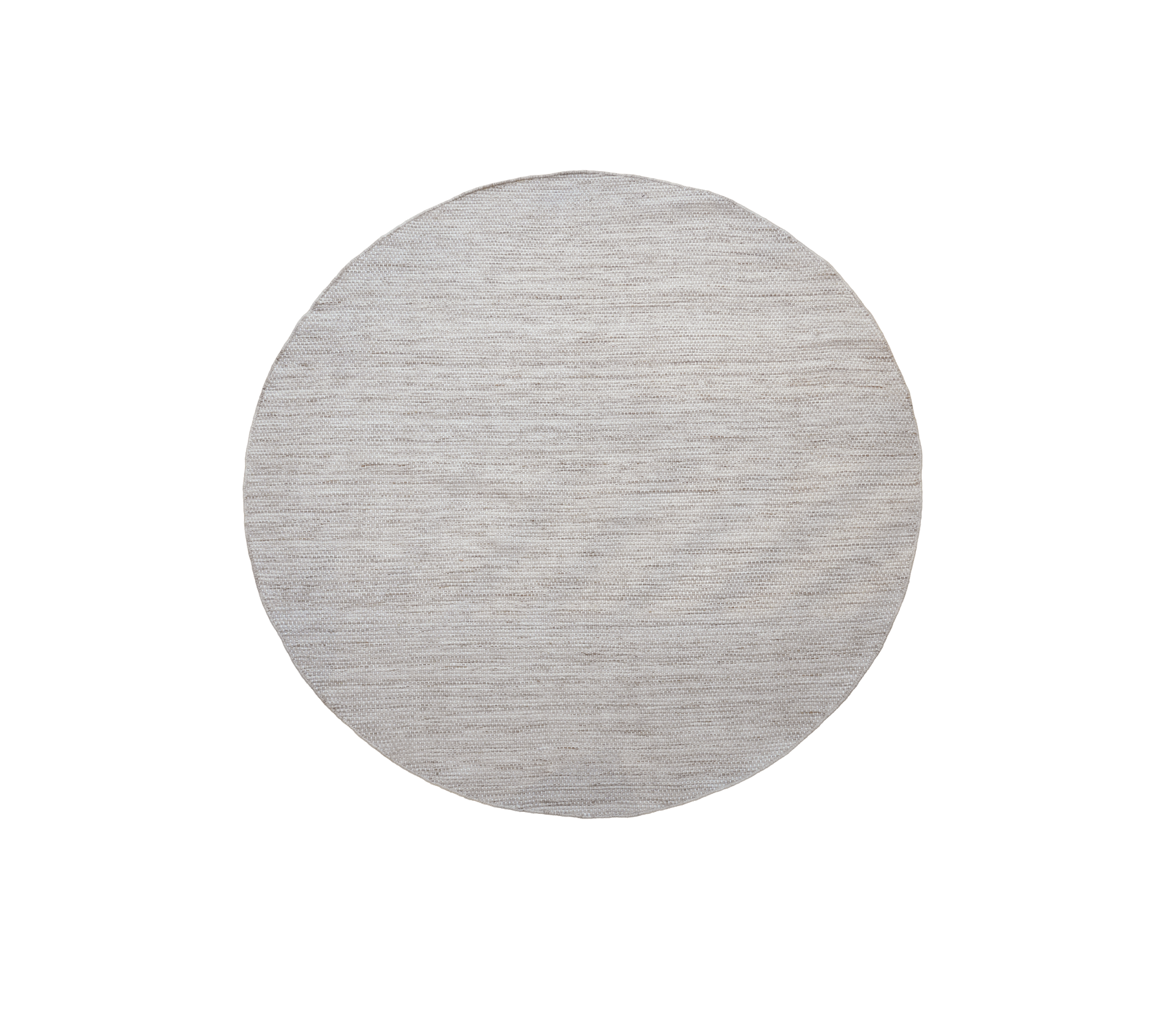 Runder Tisch in einer sandfarbenen Mehrfarbenausführung.