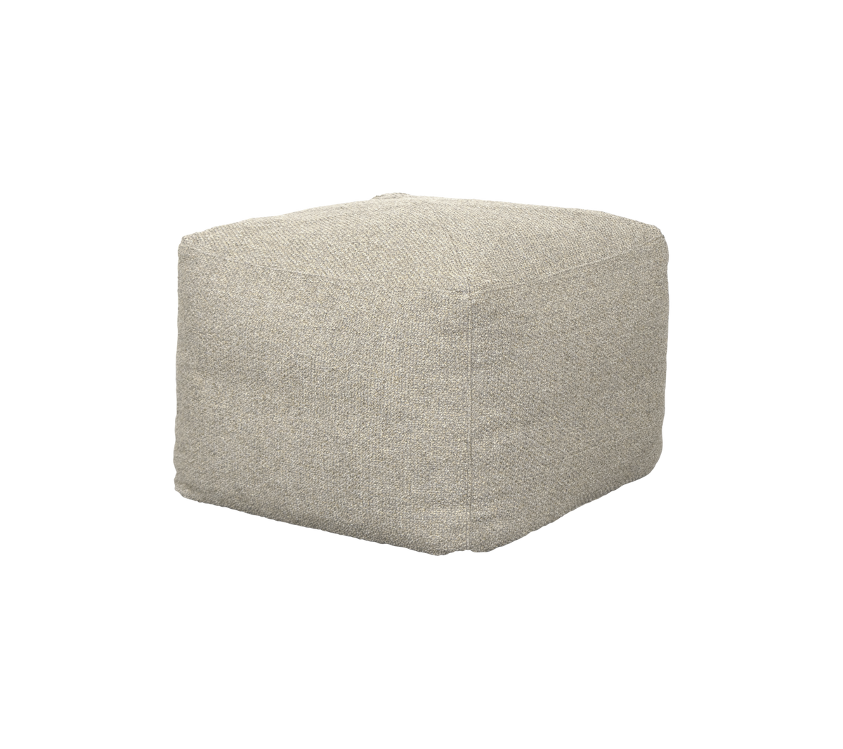 Weiches, quadratisches Pouf in neutralem Ton, perfekt als Sitzgelegenheit oder dekorativer Akzent in jedem Umfeld.