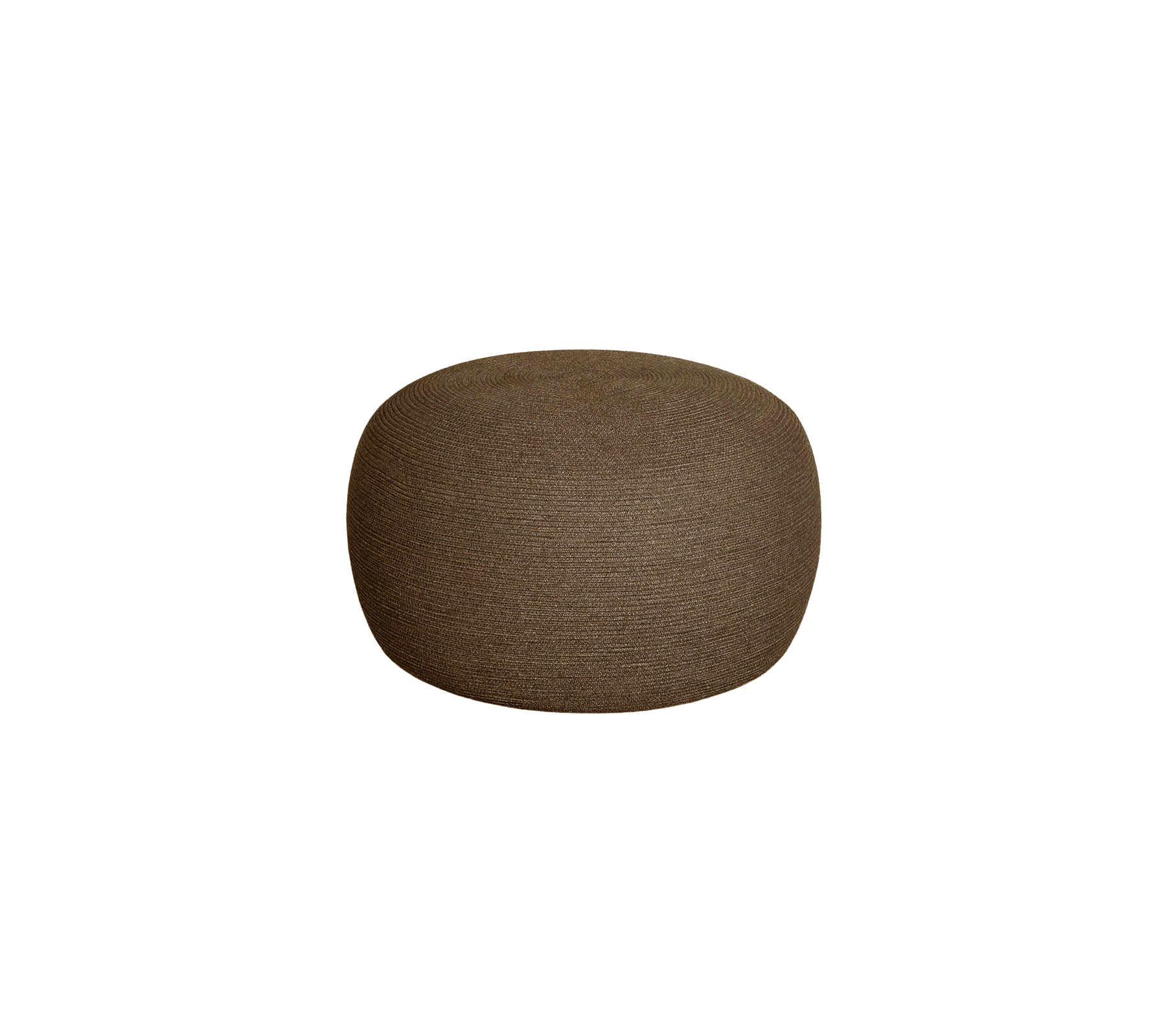 Runder, strukturiertes Pouf in einem warmen Braunton, ideal für stilvolles Sitzen oder zur Dekorationsverbesserung.