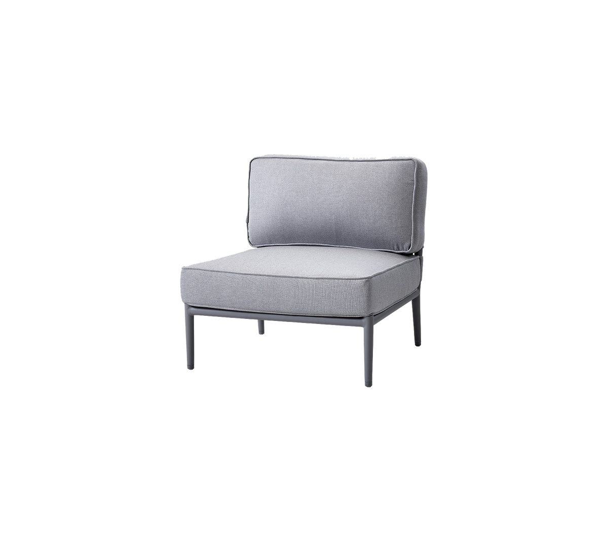 Stylischer grauer Stuhl mit einfachem Design, der über einen gepolsterten Sitz und Rückenlehne für Komfort verfügt. Ideal für moderne Sitzanordnungen.
