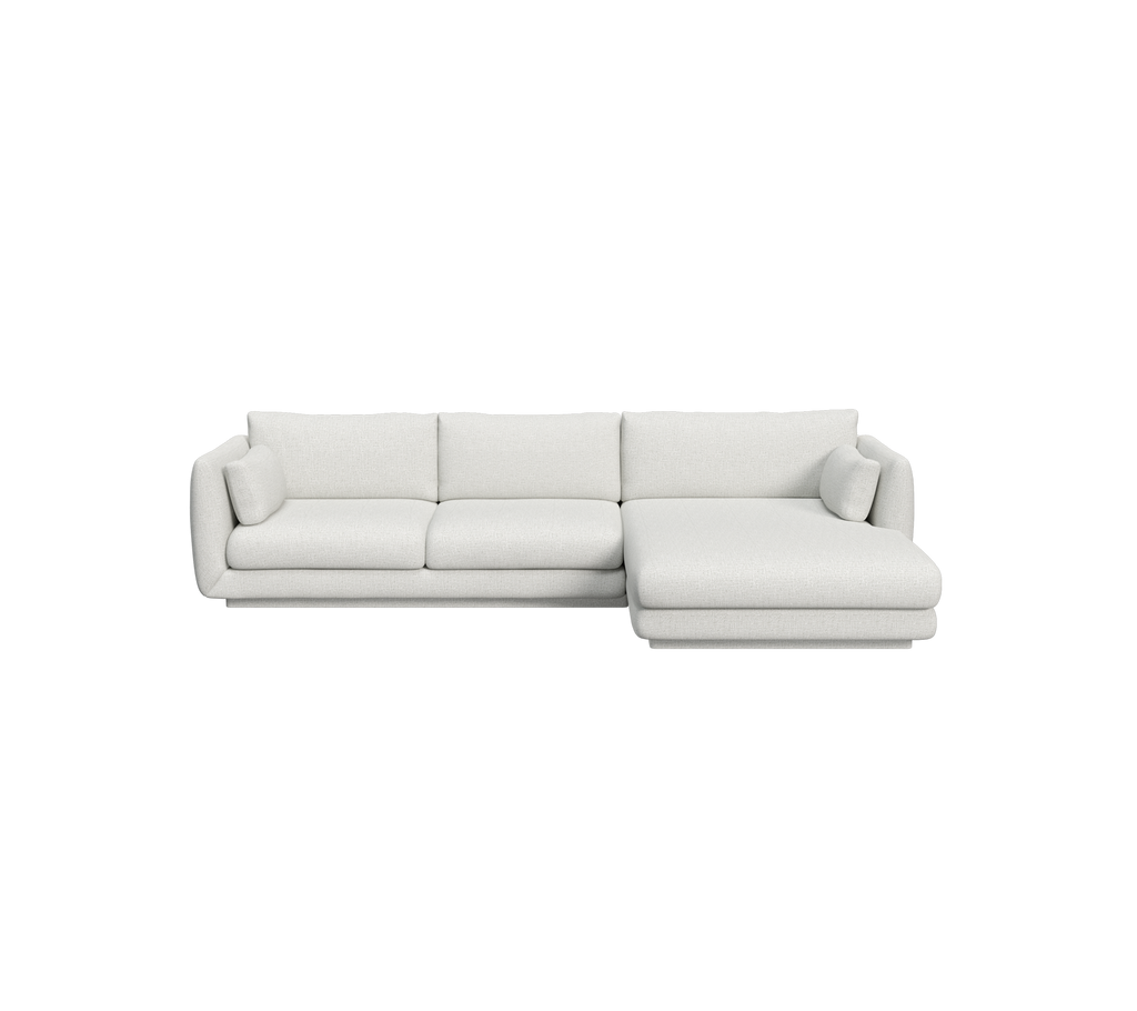 Hellgraues modernes Sofa mit minimalistischem Design.