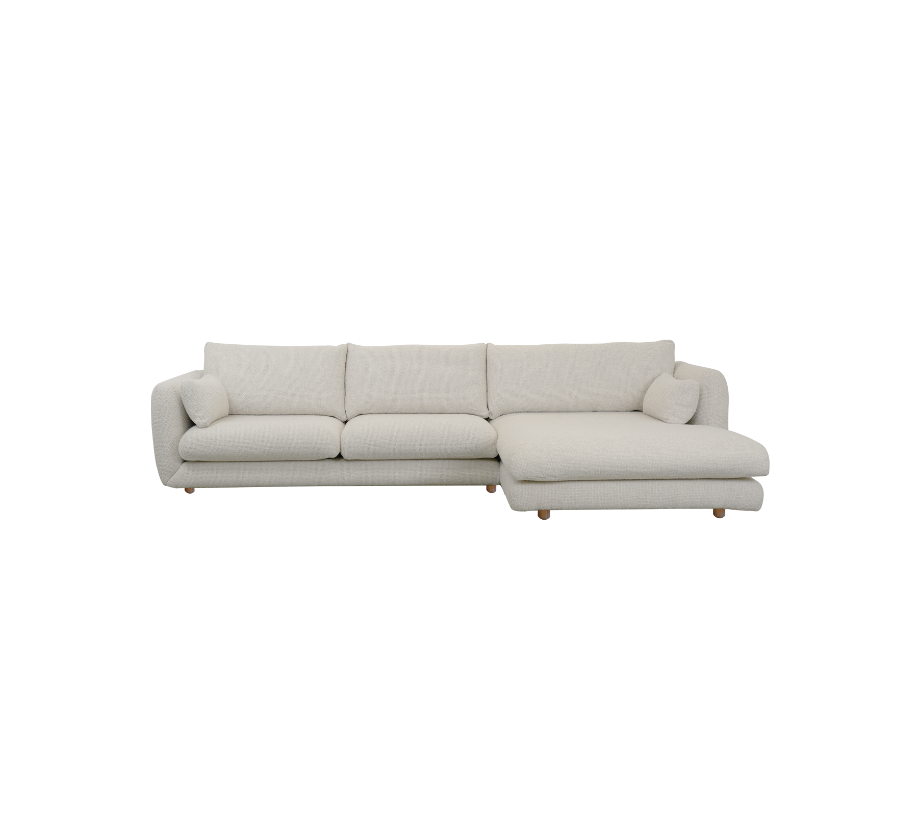 Moderne Sandsofa mit klaren Linien und einem minimalistischen Design.