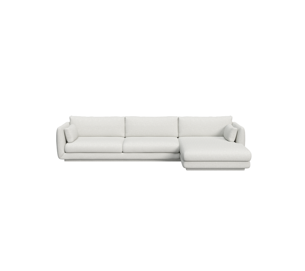 Hellgraues modernes Sofa mit einem sectional Design.