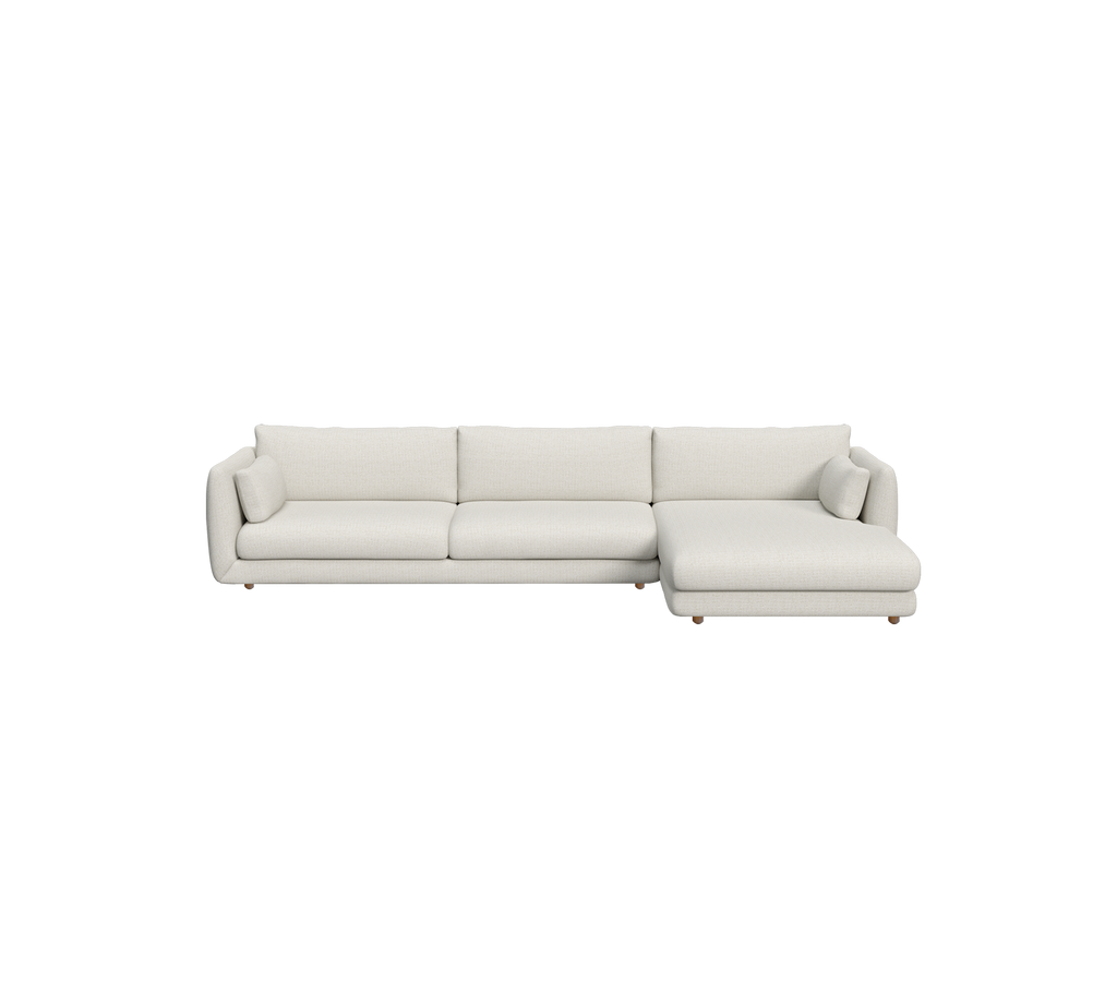 Moderne sandfarbene Sofa mit Chaise-Longue-Design.