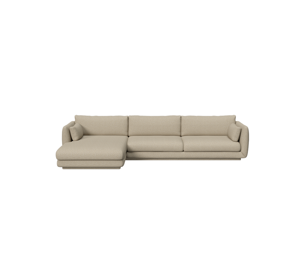 Beige modulares Sofa mit einem schlanken, modernen Design.