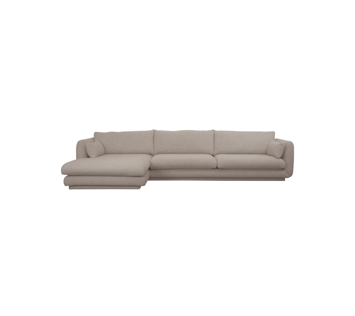 Hellbraunes Ecksofa in einer modernen Lounge-Umgebung.