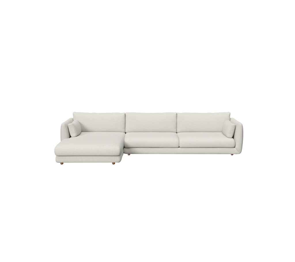 Moderne sandfarbener Sectionalsofa mit einem gemütlichen Design.