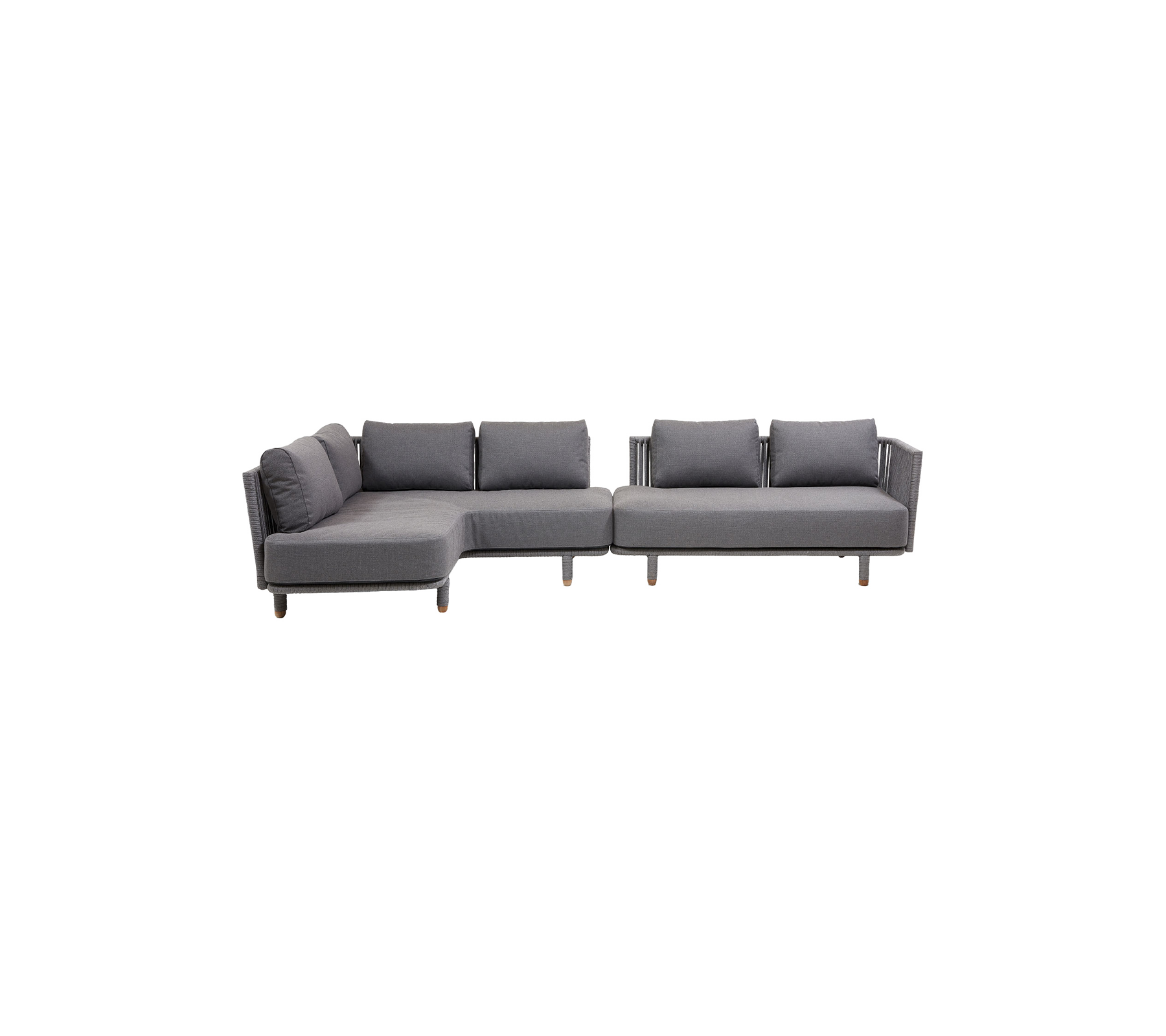Modernes graues Ecksofa mit weichen Kissen und Holzbeinen, entworfen für Komfort und Stil. Perfekt für jeden Wohnraum.