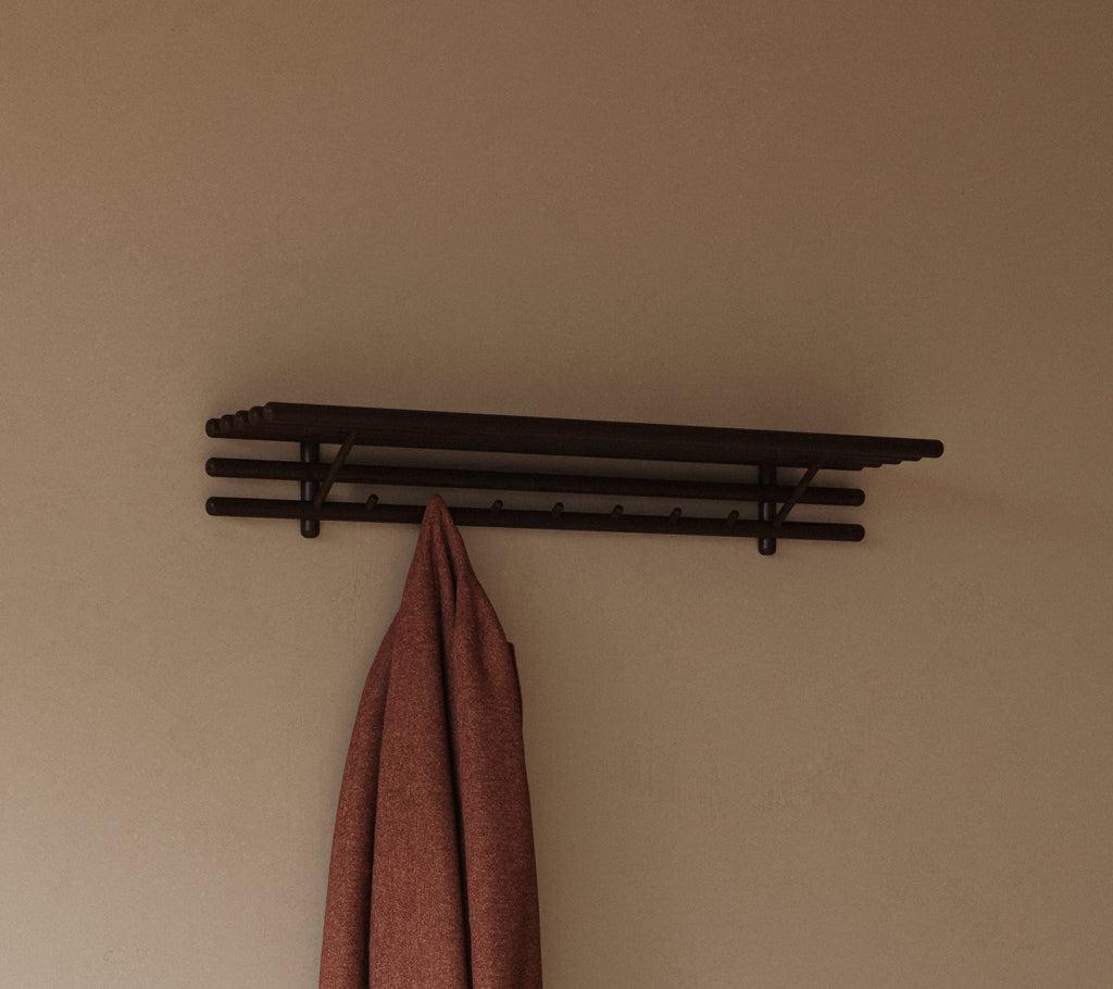 Sticks coat rack w/hat shelf